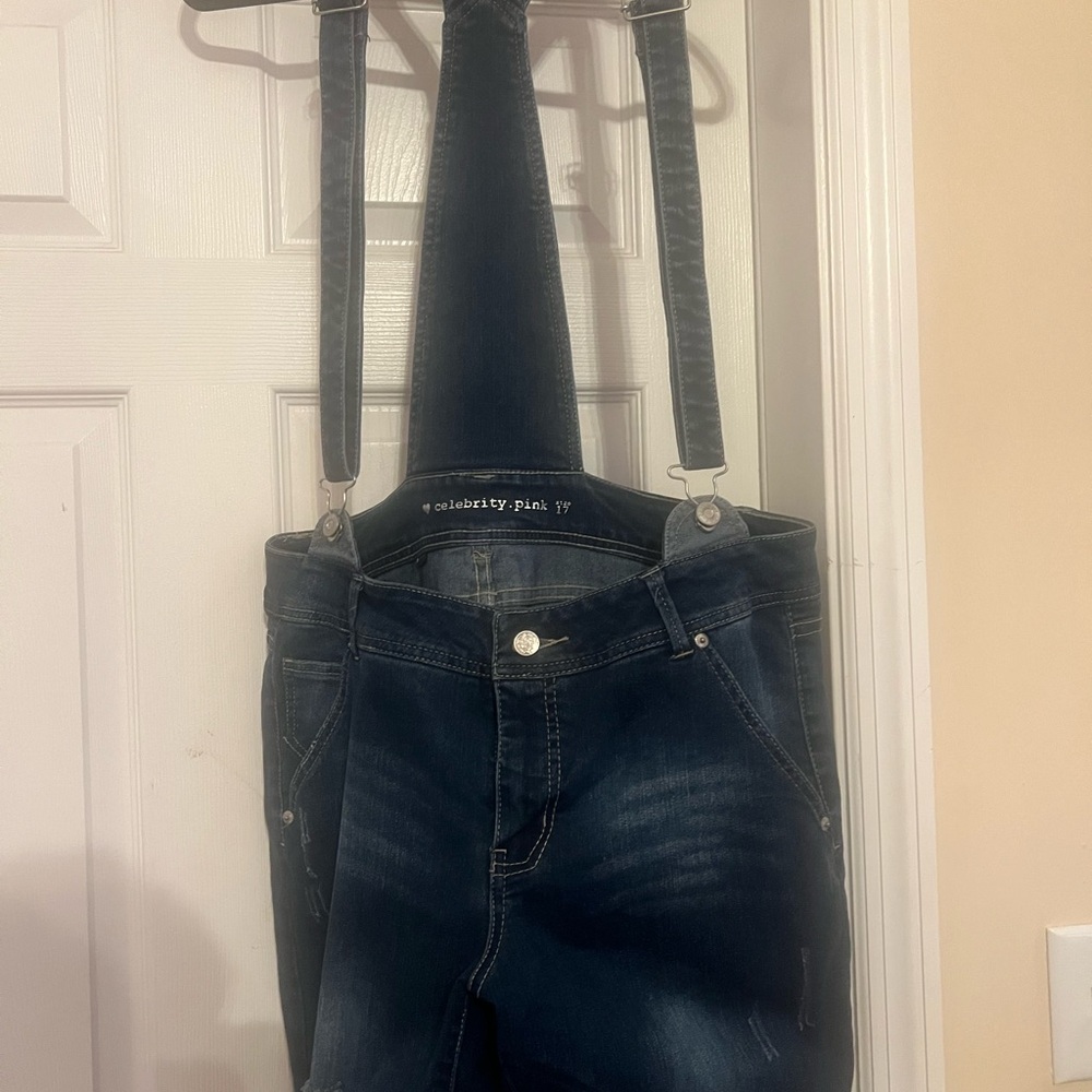 Celebrity Pink Indigo Denim Overalls